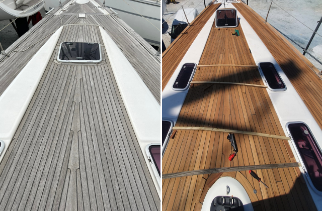 New teak deck for yacht